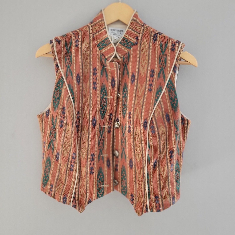 Woven Rust & Green Patterned Sleeveless Vest
